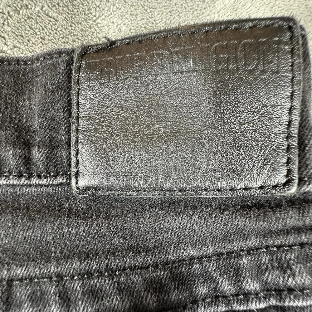 True Religion Ricky Relaxed Straight Jeans Mens 36x31 Black Flap Pocket Y2K VTG